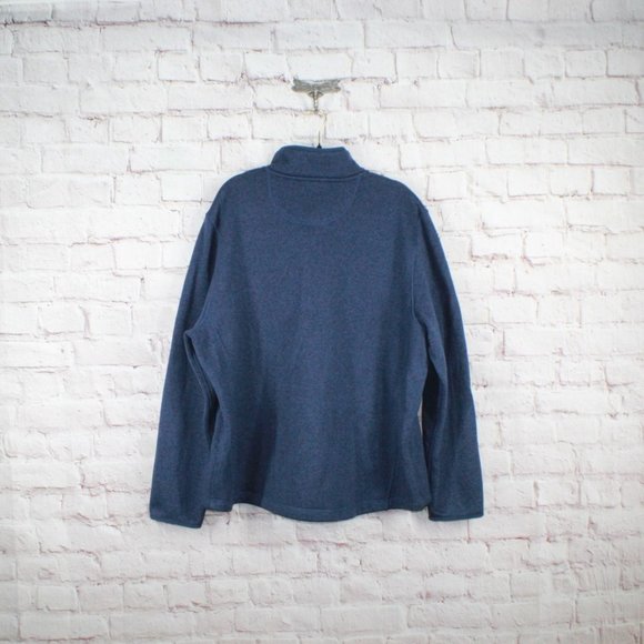 LL Bean Bright Navy Fleece Full-Zip Casual Work Sweater Jacket Size XXL - Picture 7 of 9